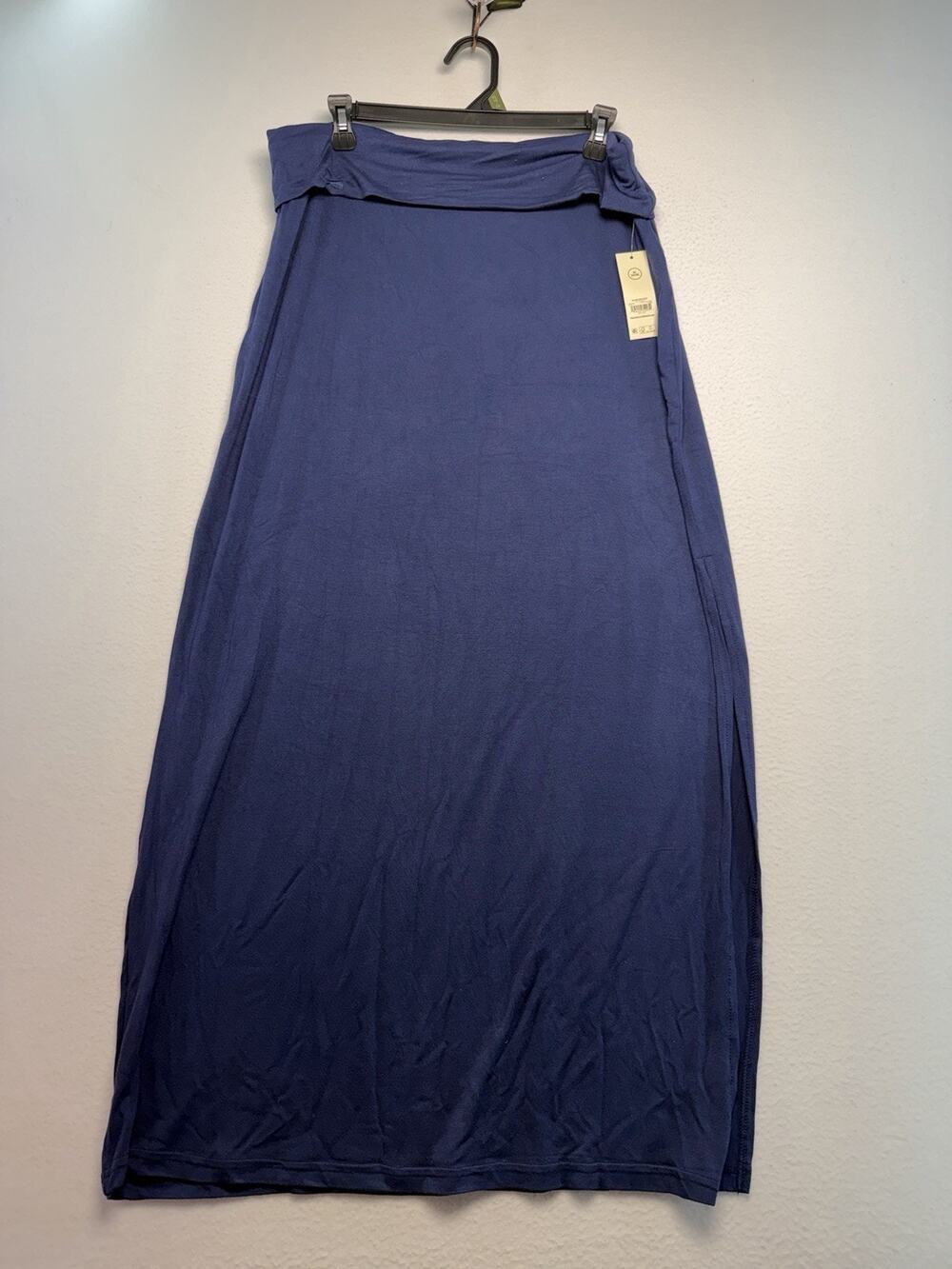 New No Boundaries Y2K StyleKnit Maxi Skirt XL Navy Turn Over Waistband Comfy